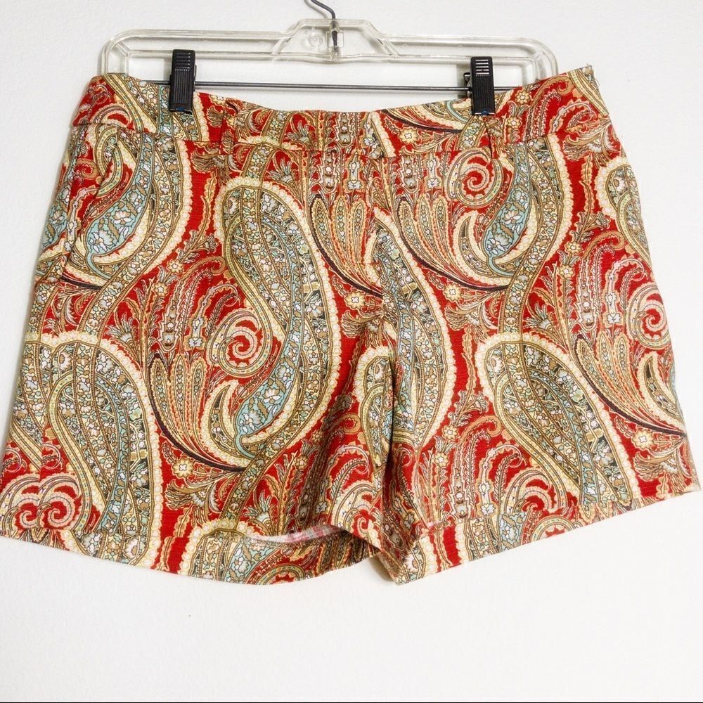 Kenar Red/Khaki Paisley Shorts Sz 4